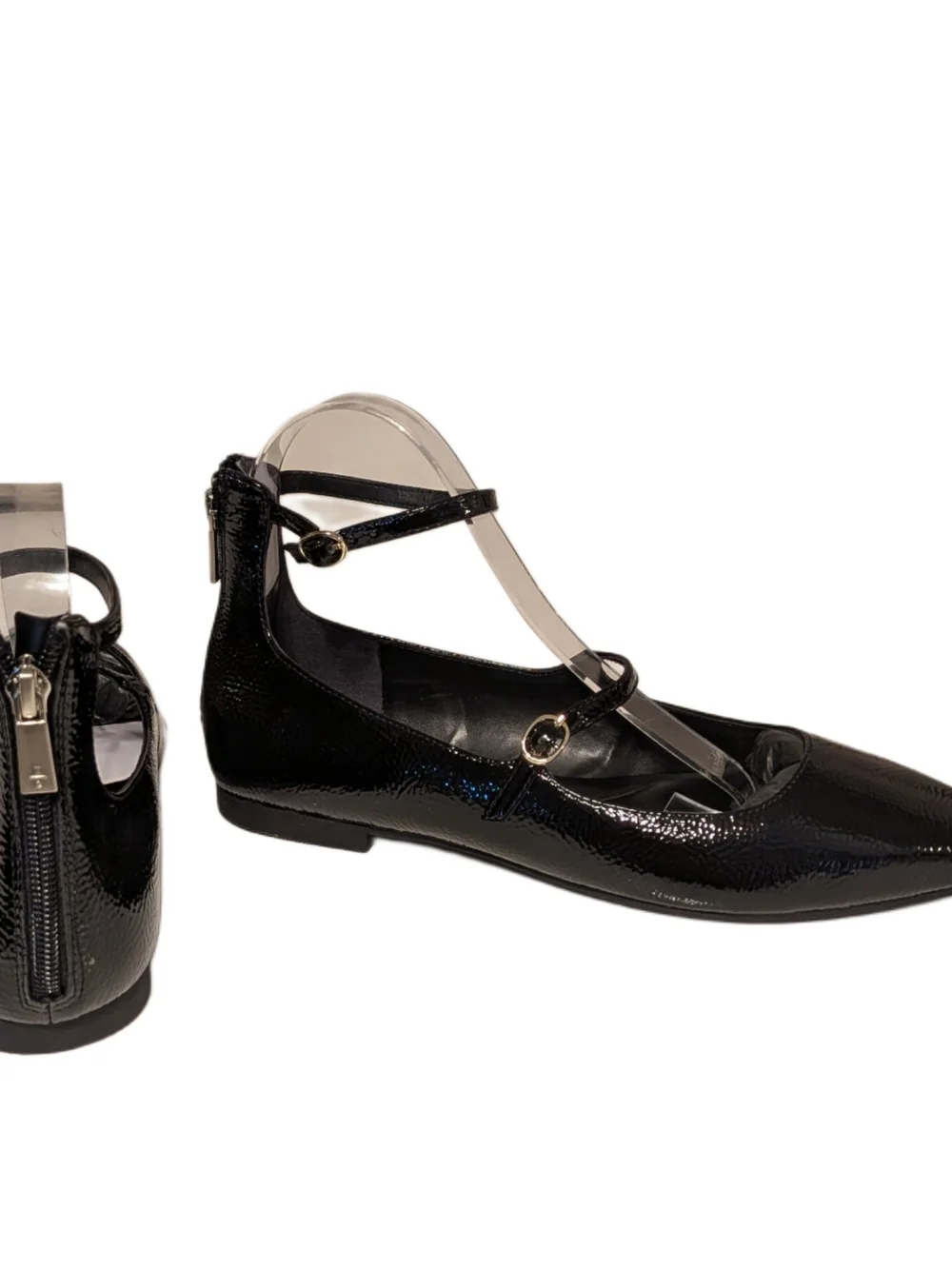 Kenneth Cole New York Nolita Women’s 8.5 Black Patent Pointed Toe Ankle Strap Fl